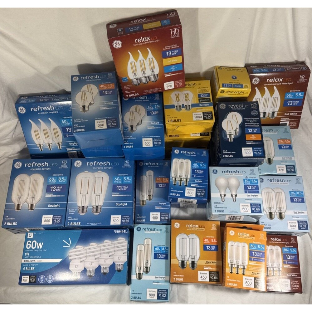 GE New LED Light Bulbs A19 BR30 Soft Daylight 40-100W Eq E26  - 30 Boxes